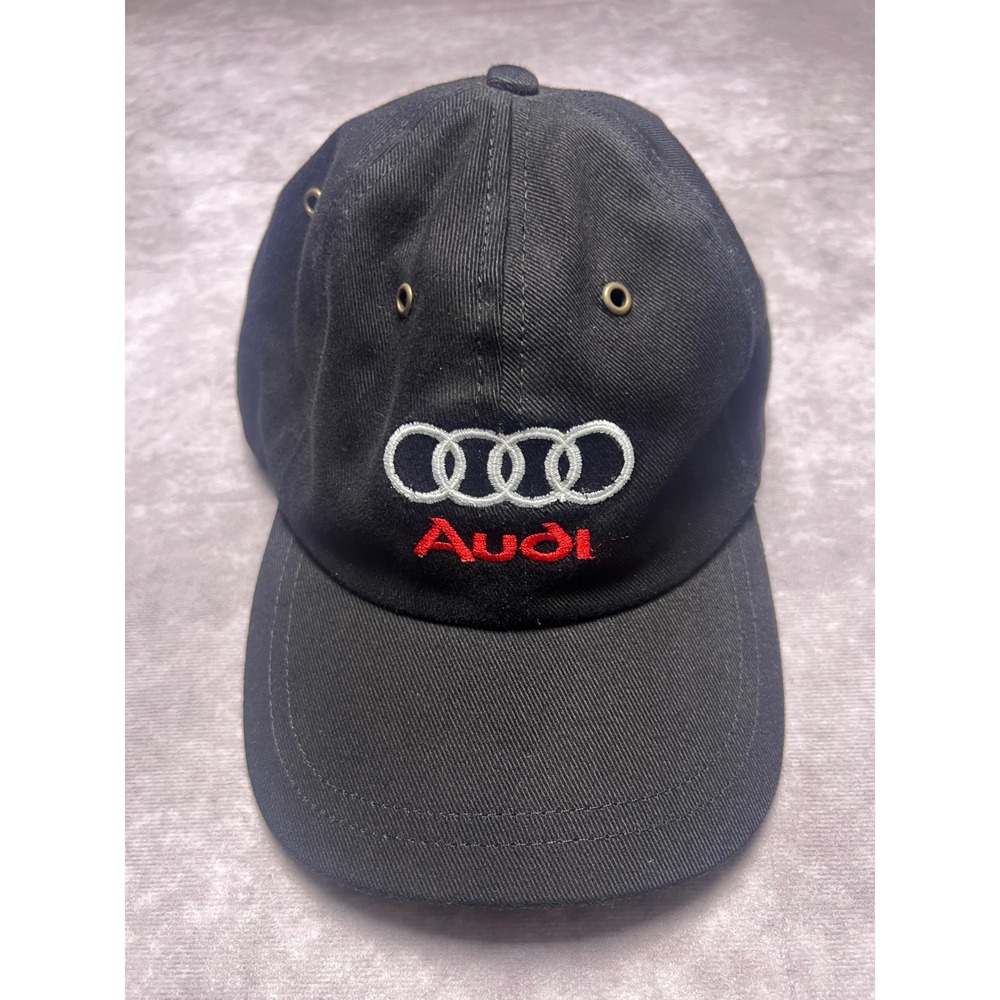 Audi by Roots Baseball Cap Unisex OS Black Embroidered Logo Adjustable Strapback